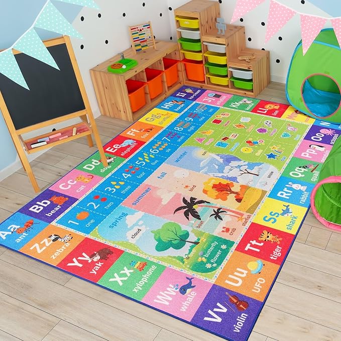 Soft Comfortable Educational Rug Durable Non Slip Material Stylish Fun Learning Room Decor